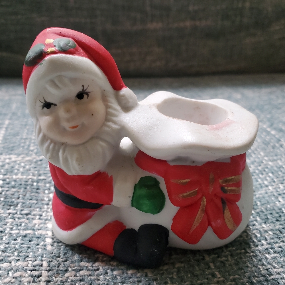 Vintage Santa Claus Candle Holder From Robert Alan Candle Company